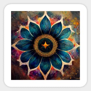 Mandala flower with abstract background oil painting style Sticker